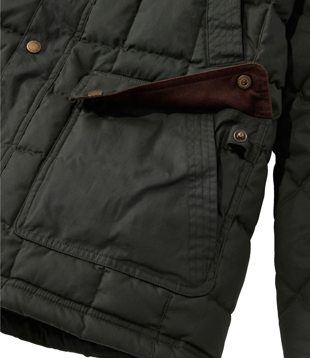 L.L.Bean Men's Upcountry Waxed Down Hooded Jacket Coffee Bean