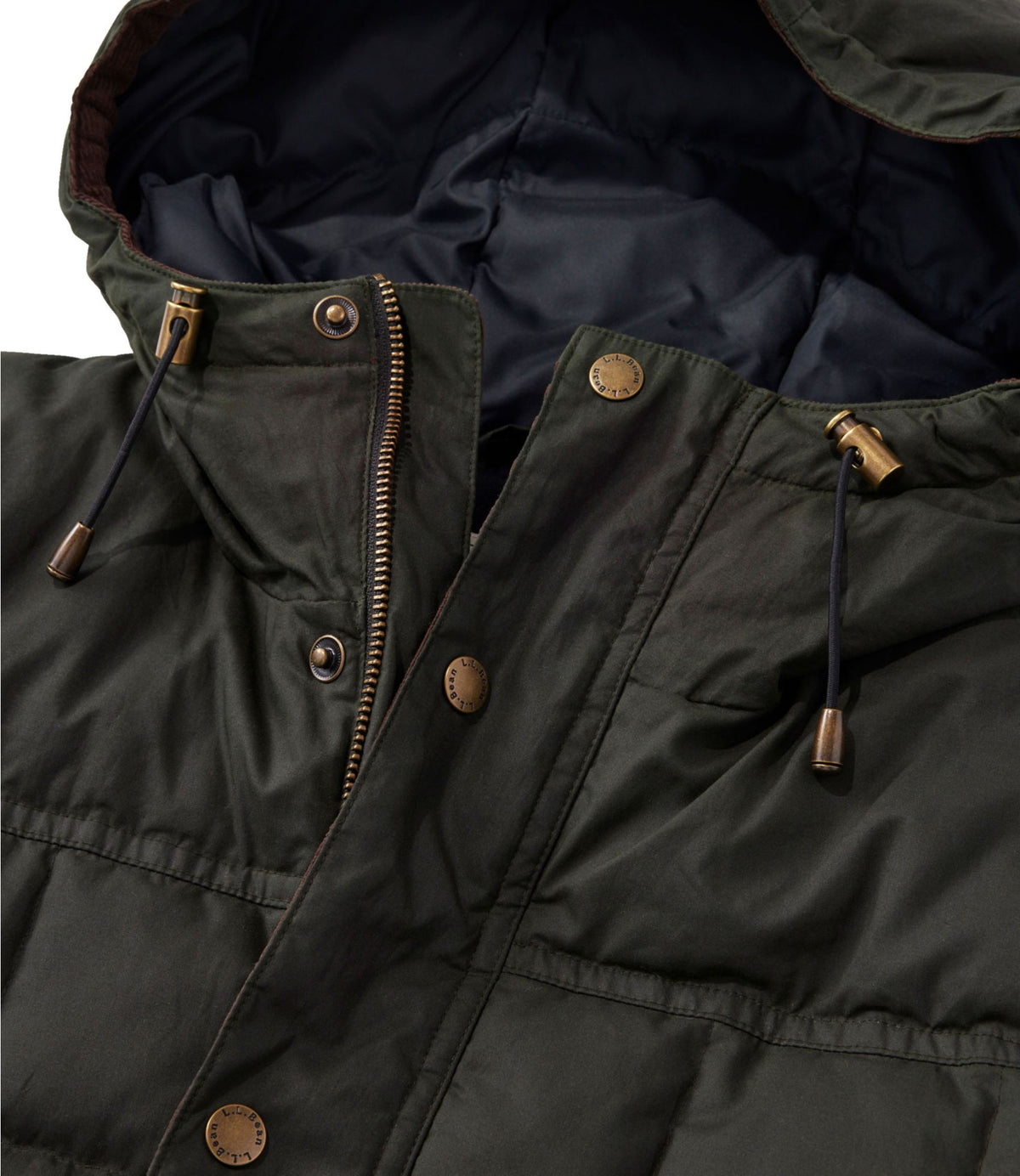 L.L.Bean Men's Upcountry Waxed Down Hooded Jacket Coffee Bean