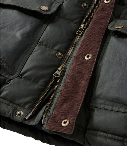 L.L.Bean Men's Upcountry Waxed Down Hooded Jacket Coffee Bean