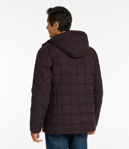 L.L.Bean Men's Upcountry Waxed Down Hooded Jacket Coffee Bean