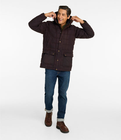 L.L.Bean Men's Upcountry Waxed Down Hooded Jacket Coffee Bean