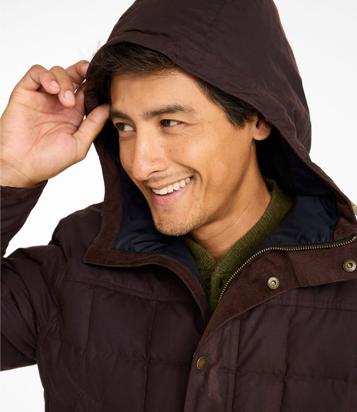 L.L.Bean Men's Upcountry Waxed Down Hooded Jacket Coffee Bean