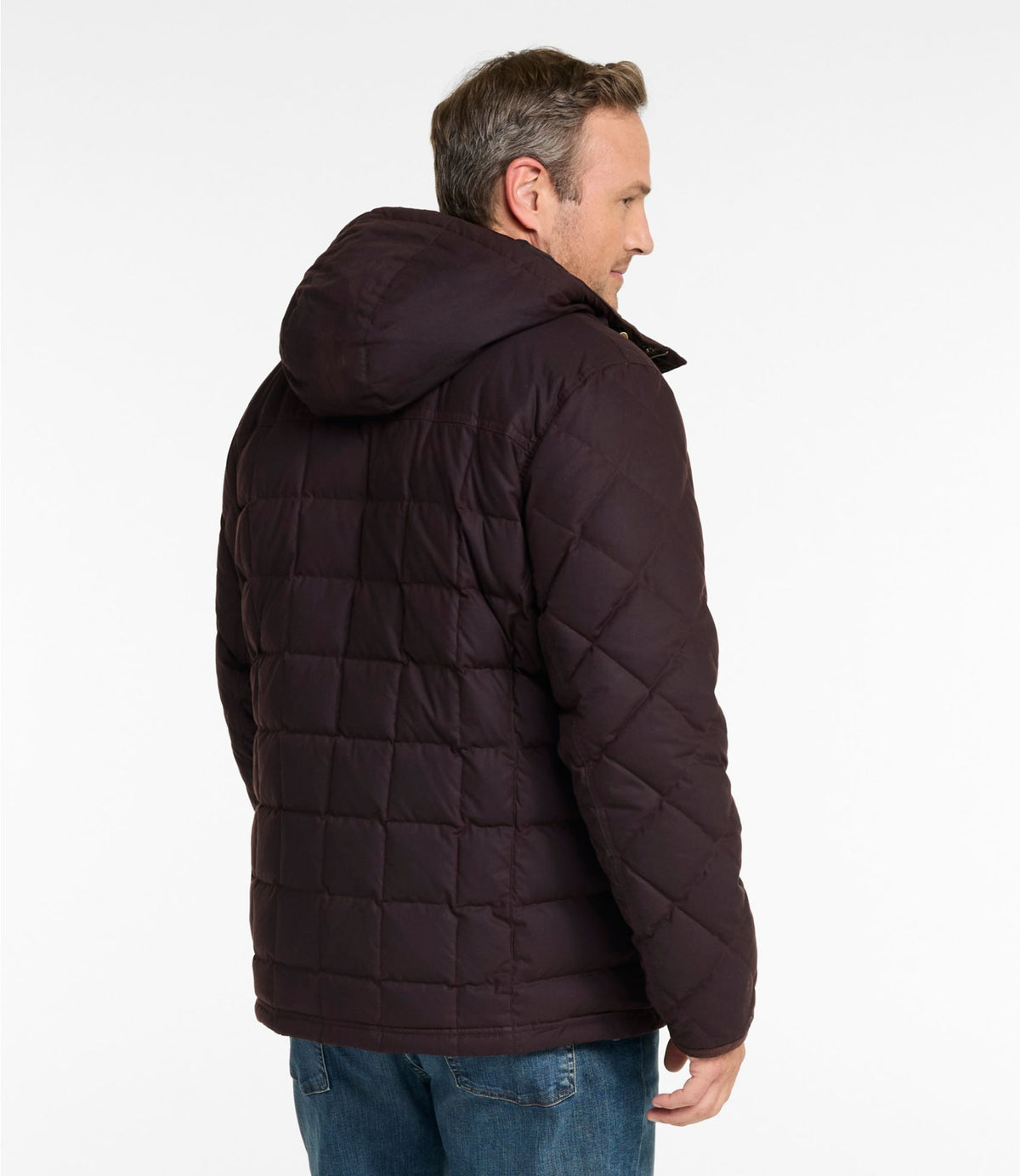 L.L.Bean Men's Upcountry Waxed Down Hooded Jacket Coffee Bean