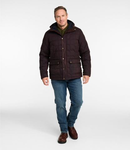 L.L.Bean Men's Upcountry Waxed Down Hooded Jacket Coffee Bean