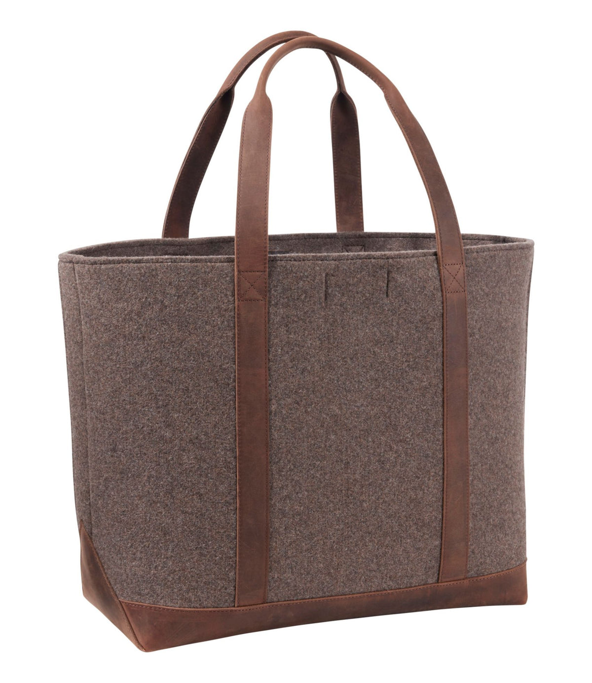 L.L.Bean Leather-Trim Wool Tote Cocoa/Brown Leather