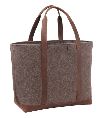 L.L.Bean Leather-Trim Wool Tote Cocoa/Brown Leather