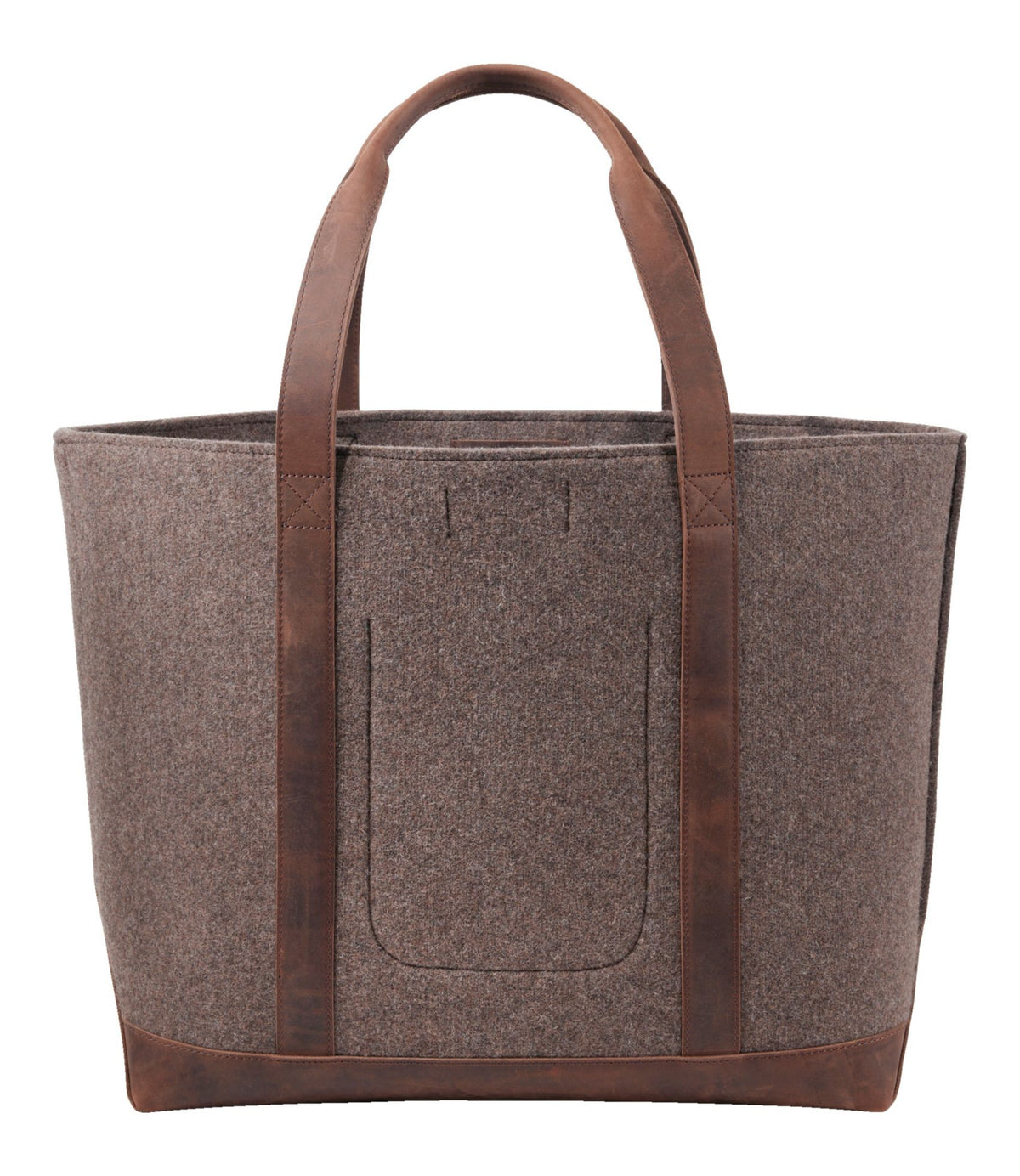 L.L.Bean Leather-Trim Wool Tote Cocoa/Brown Leather