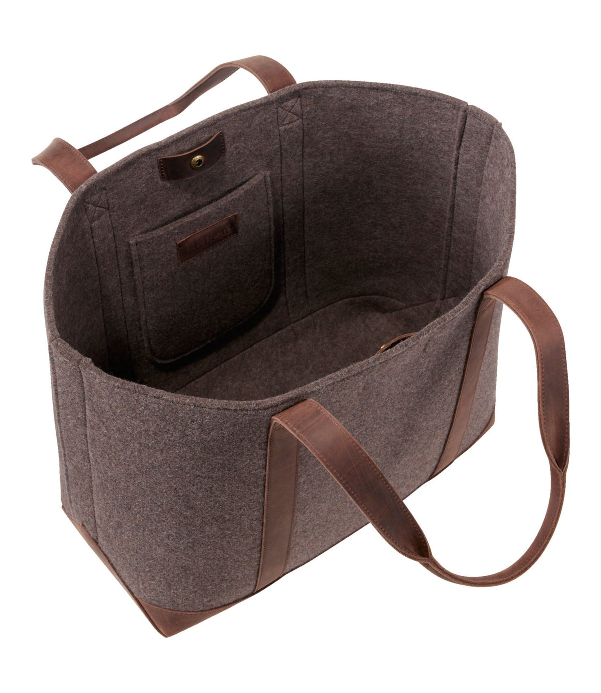 L.L.Bean Leather-Trim Wool Tote Cocoa/Brown Leather