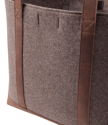 L.L.Bean Leather-Trim Wool Tote Cocoa/Brown Leather