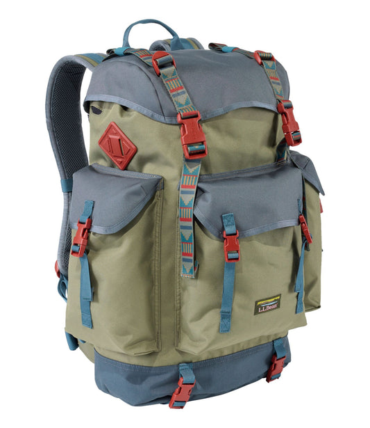L.L.Bean L.L.Bean Continental Rucksack, Color Block Olive Gray/Shade Teal