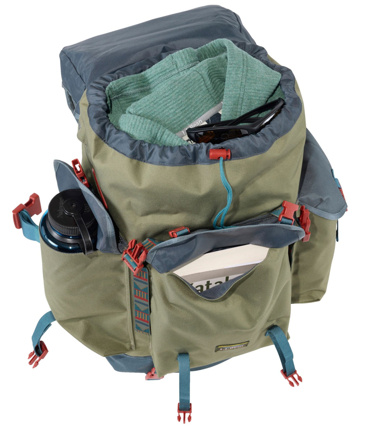 L.L.Bean L.L.Bean Continental Rucksack, Color Block Olive Gray/Shade Teal