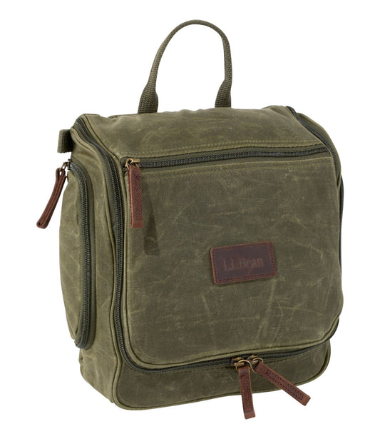 L.L.Bean Waxed-Canvas Personal Organizer Toiletry Bag, Medium Kelp Green