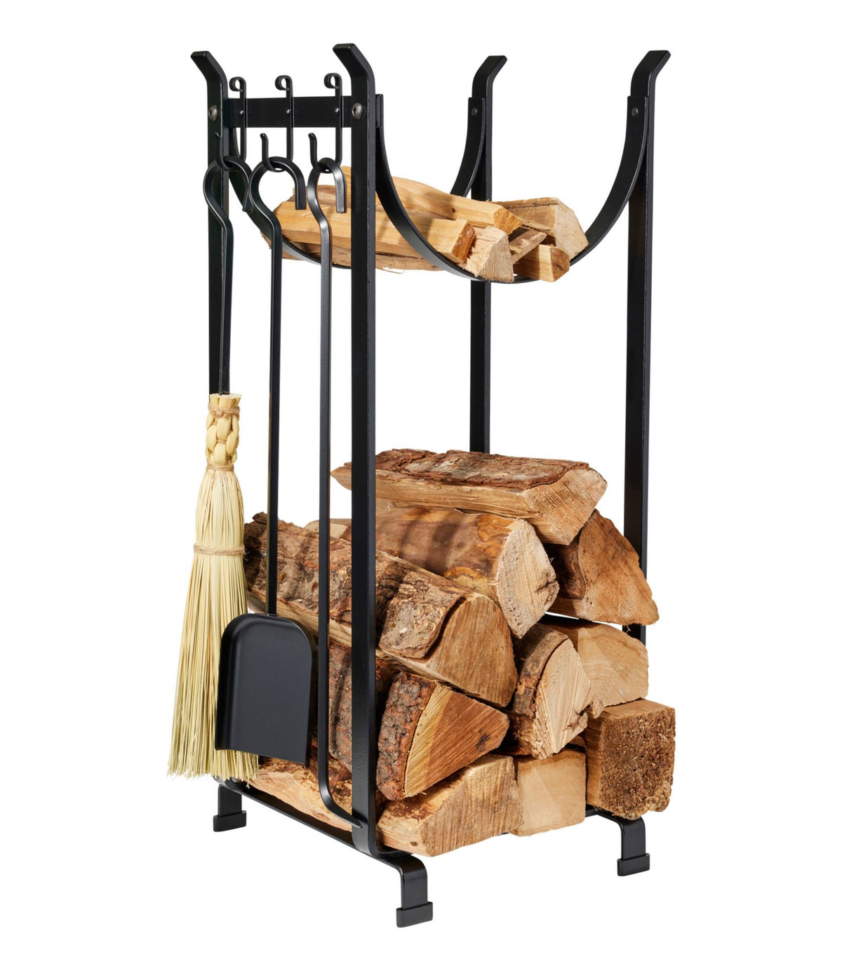 L.L.Bean Hearthside Wood Rack With Tools Black
