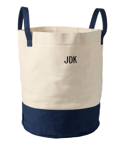 L.L.Bean Canvas Laundry Storage Tote, Colorblock Natural/Navy