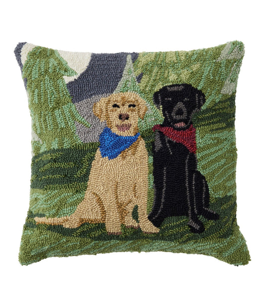 L.L.Bean Indoor/Outdoor Hooked Pillow, Moonlighting Labs, 18" x 18" Multi