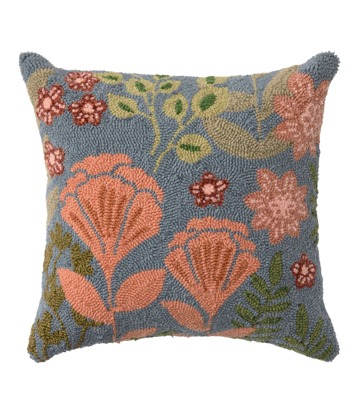 L.L.Bean Indoor/Outdoor Hooked Pillow, Floral Bloom, 18" x 18" Multi