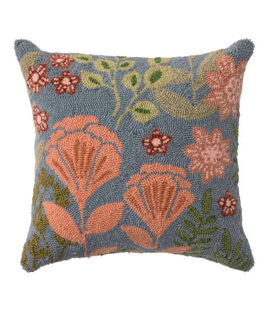 L.L.Bean Indoor/Outdoor Hooked Pillow, Floral Bloom, 18" x 18" Multi