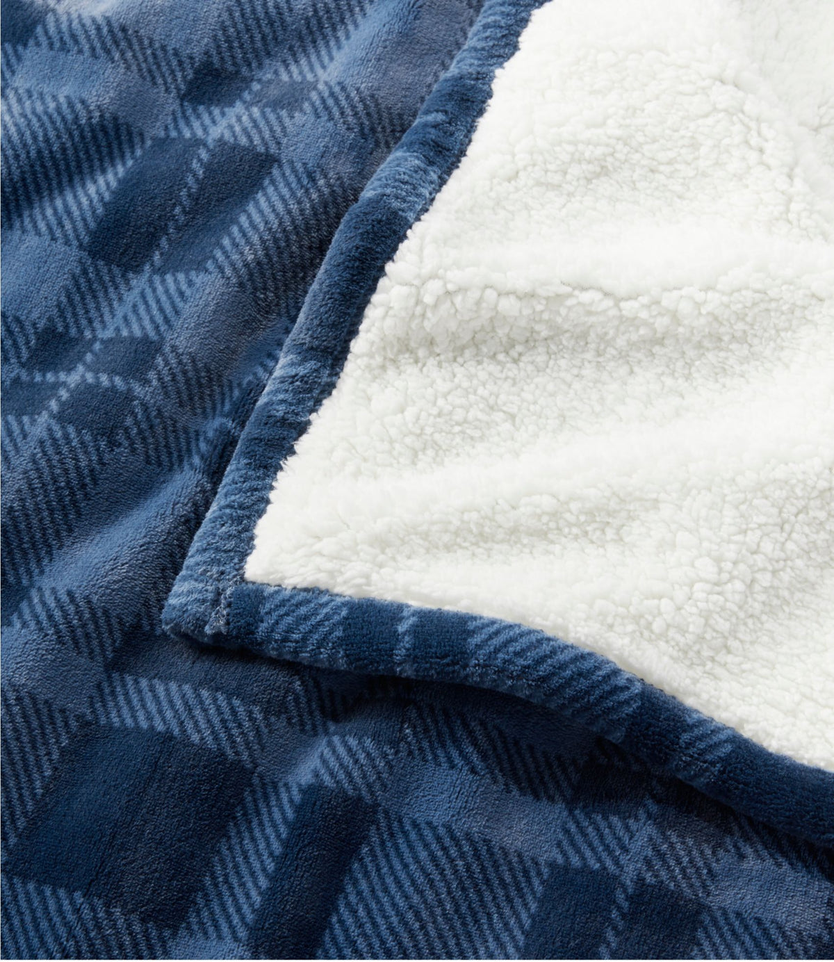 L.L.Bean Wicked Plush Sherpa Throw, Plaid Mountain Red