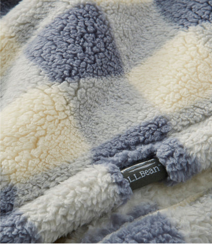 L.L.Bean Cozy Sherpa Wearable Throw, Plaid Cream/Heritage Tan