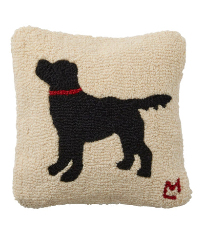 L.L.Bean Wool Hooked Throw Pillow, Black Dog, 14" x 14"