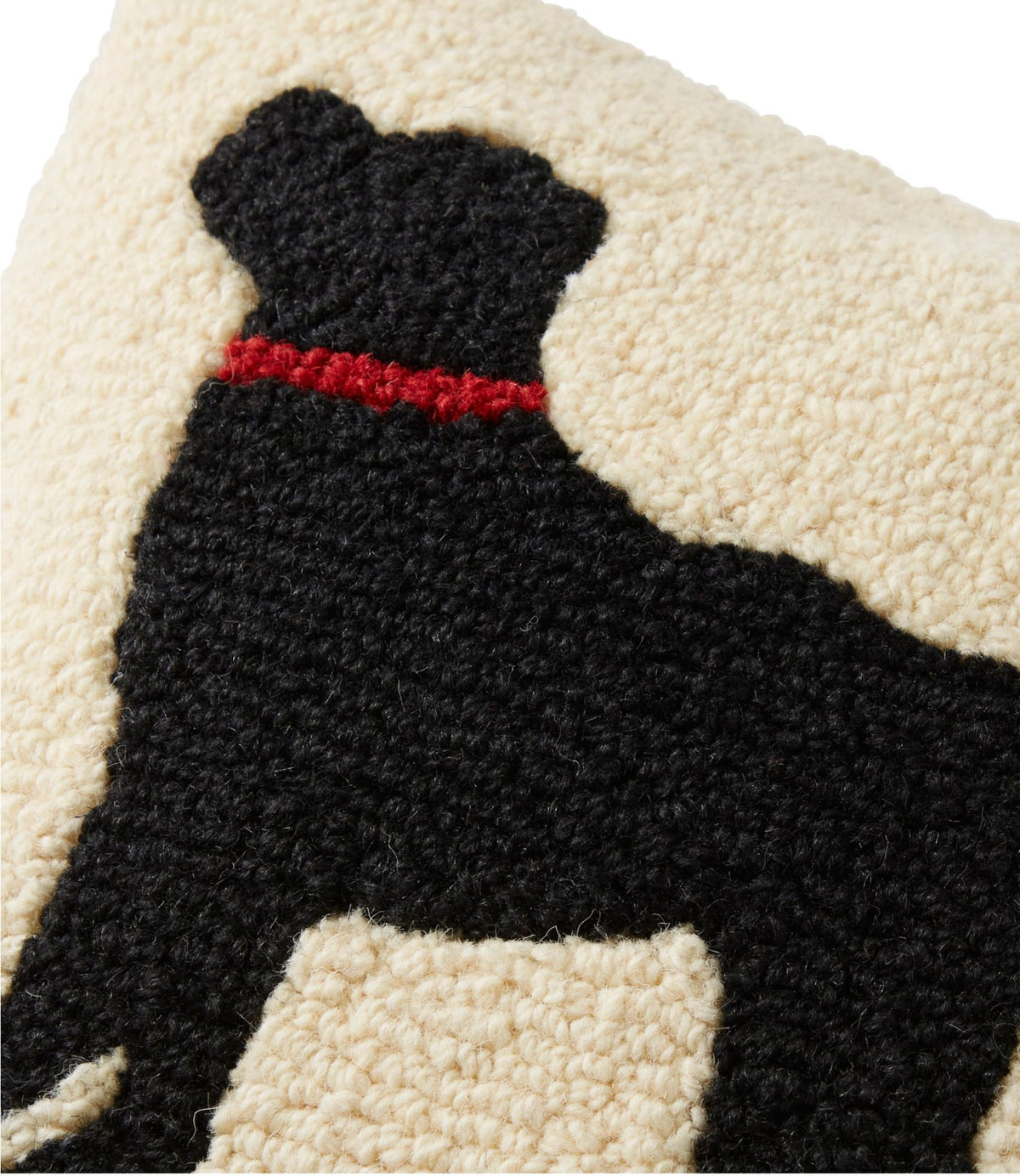 L.L.Bean Wool Hooked Throw Pillow, Black Dog, 14" x 14"