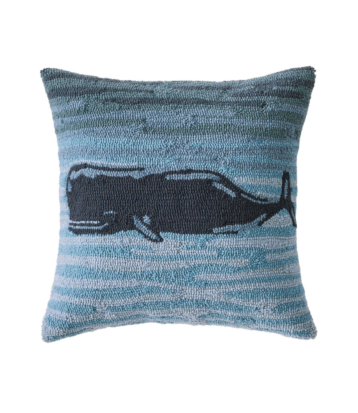 L.L.Bean Indoor/Outdoor Hooked Pillow, Whale, 18" x 18" Multi