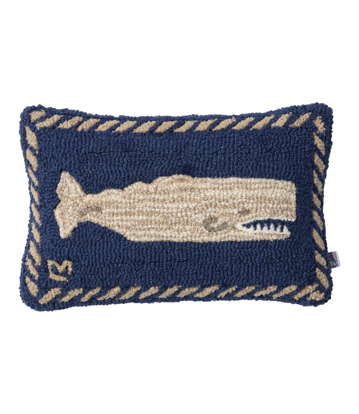 L.L.Bean Wool Hooked Throw Pillow, Whale, 12" x 18"