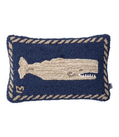 L.L.Bean Wool Hooked Throw Pillow, Whale, 12" x 18"