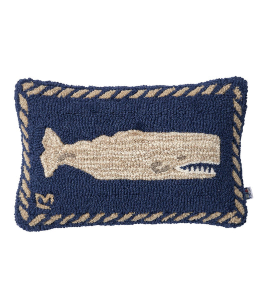 L.L.Bean Wool Hooked Throw Pillow, Whale, 12" x 18"