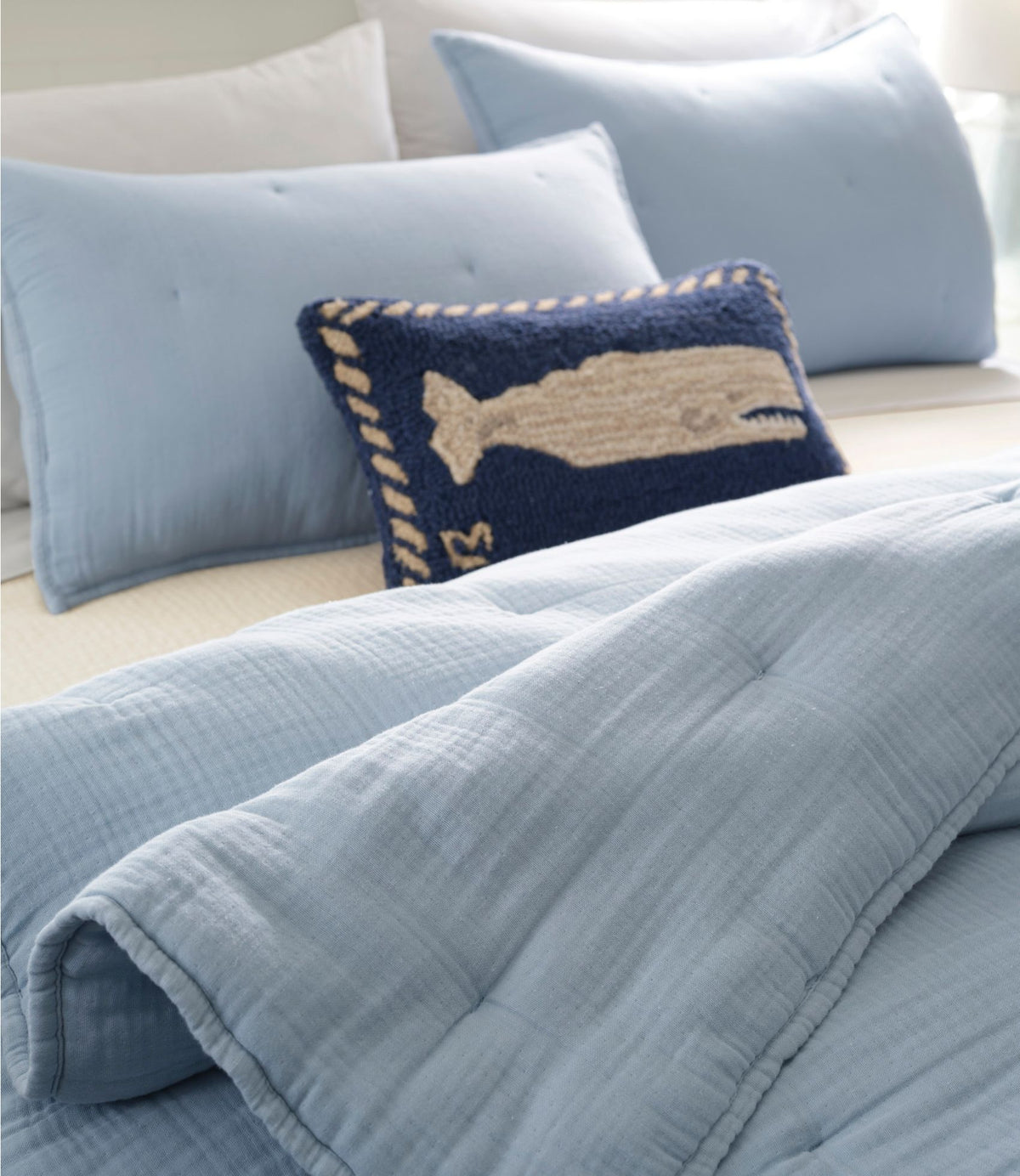 L.L.Bean Wool Hooked Throw Pillow, Whale, 12" x 18"
