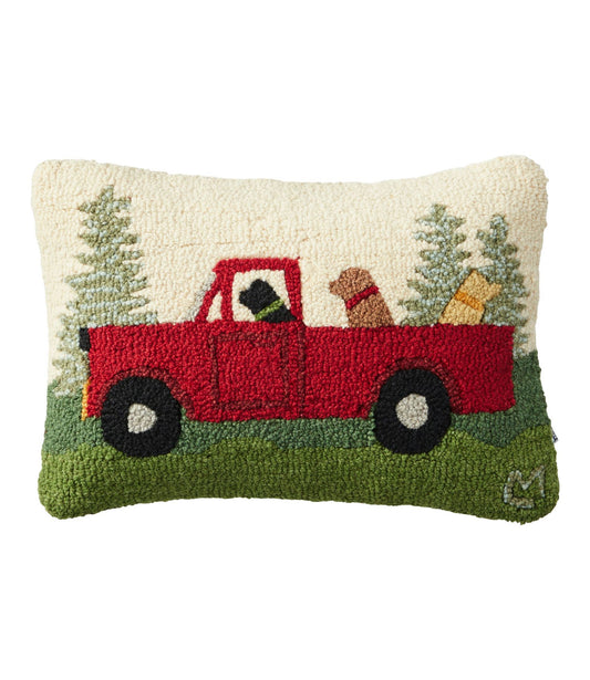 L.L.Bean Wool Hooked Throw Pillow, Dog Trio, 14" x 20"