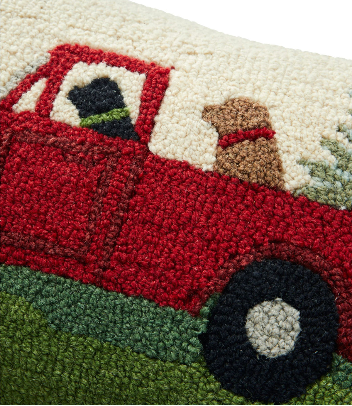 L.L.Bean Wool Hooked Throw Pillow, Dog Trio, 14" x 20"