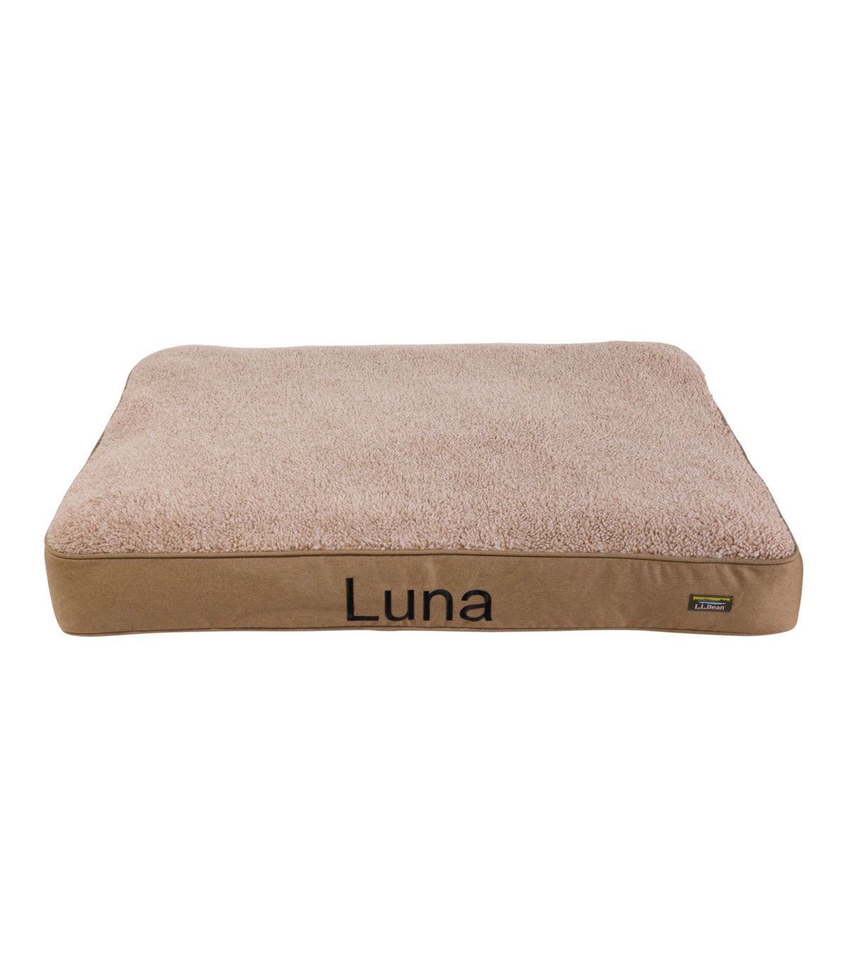 L.L.Bean Premium Fleece Therapeutic Dog Bed, Rectangular Burlap Heather