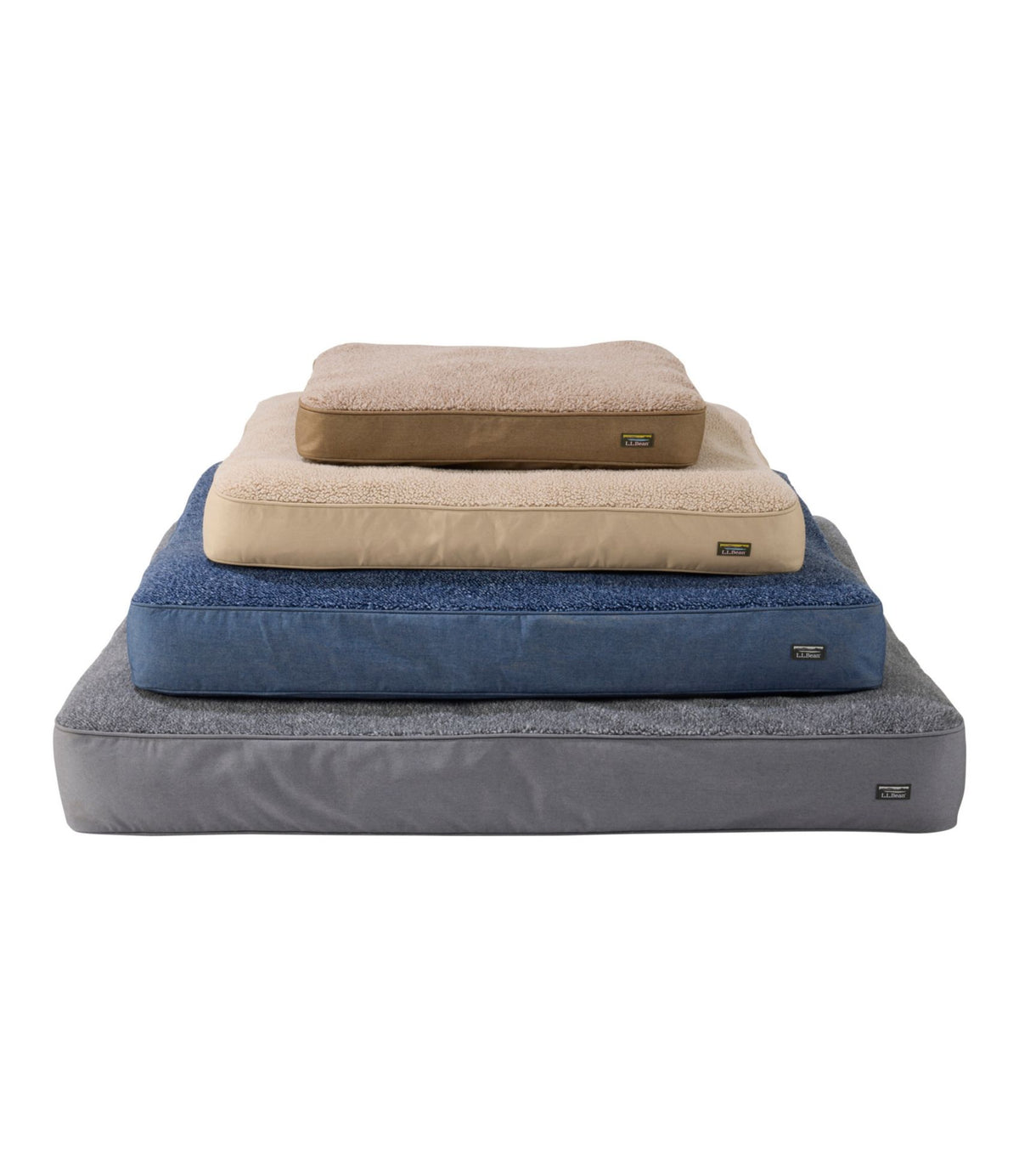 L.L.Bean Premium Fleece Therapeutic Dog Bed, Rectangular Burlap Heather