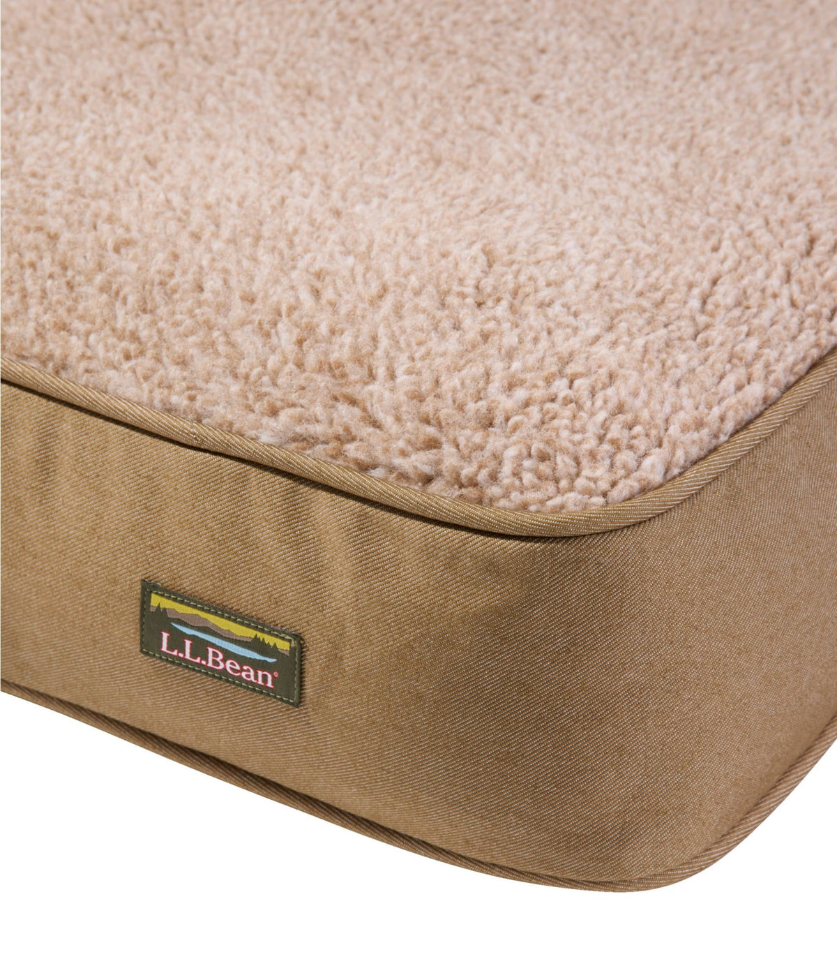 L.L.Bean Premium Fleece Therapeutic Dog Bed, Rectangular Burlap Heather
