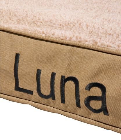 L.L.Bean Premium Fleece Therapeutic Dog Bed, Rectangular Burlap Heather