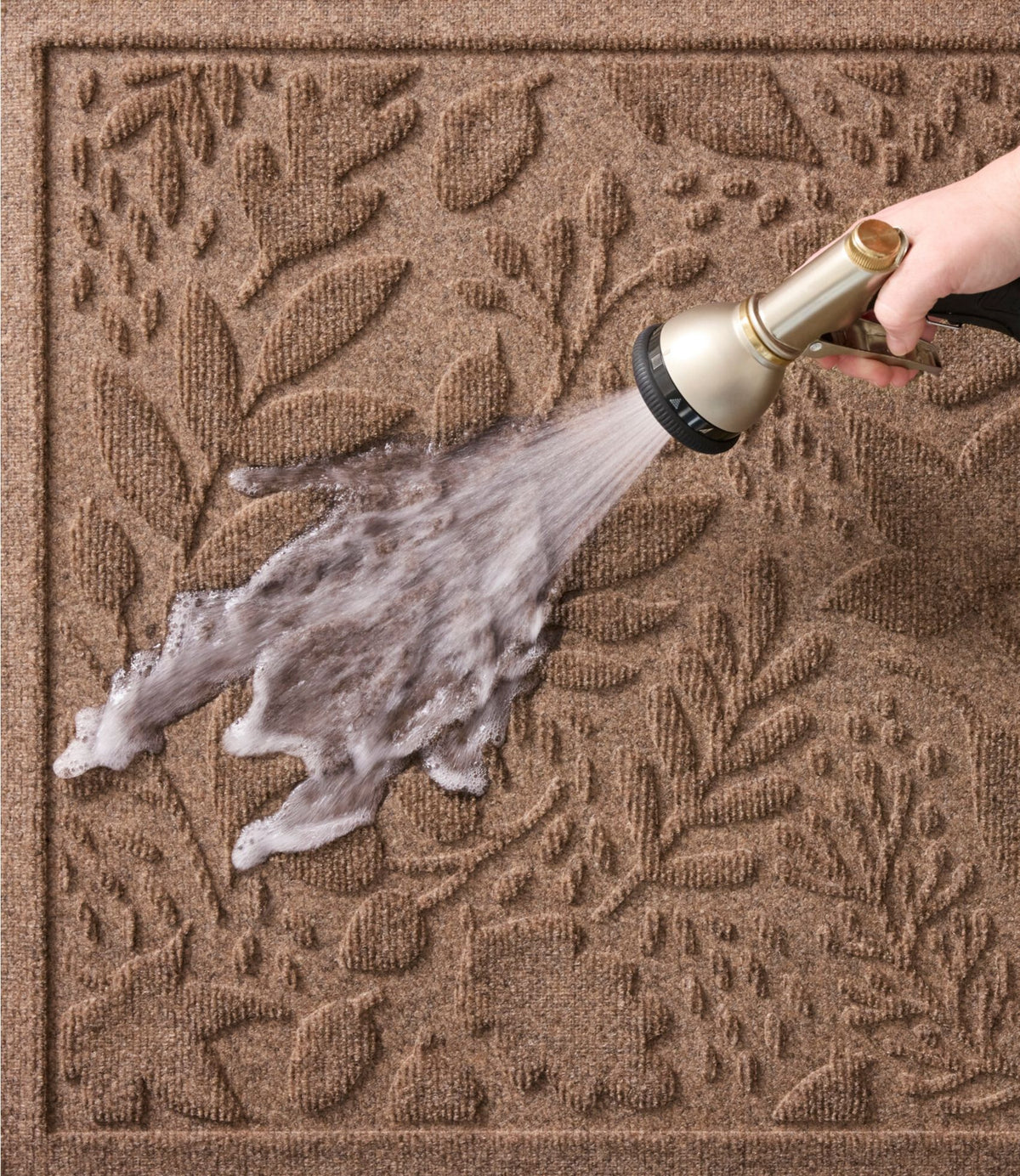 L.L.Bean Everyspace Recycled Waterhog Doormat, Half Round, Foliage Bluestone