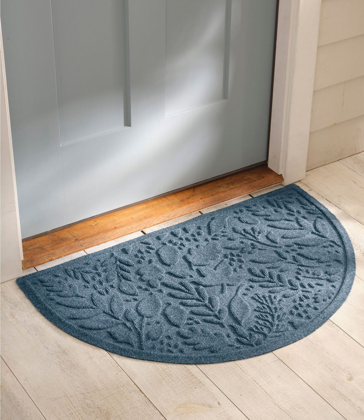L.L.Bean Everyspace Recycled Waterhog Doormat, Half Round, Foliage Bluestone