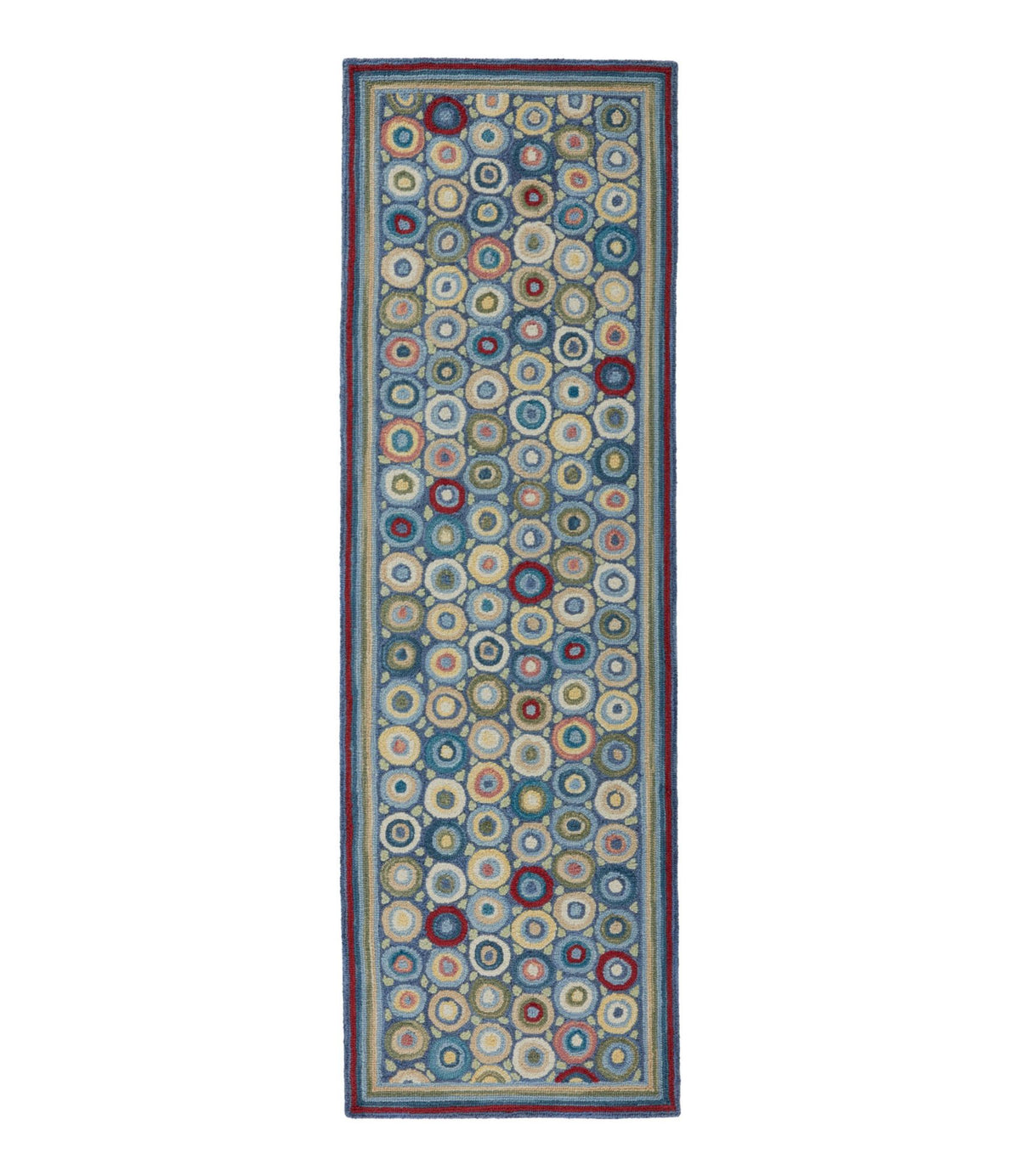 L.L.Bean Bean's Wool Hooked Runner, Coins Blue Bright Coins