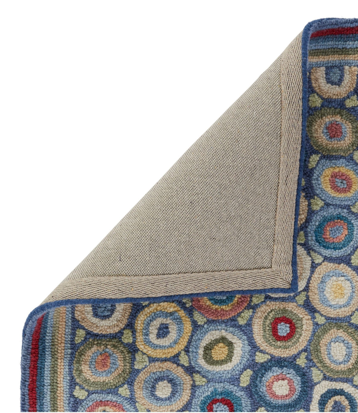 L.L.Bean Bean's Wool Hooked Runner, Coins Blue Bright Coins