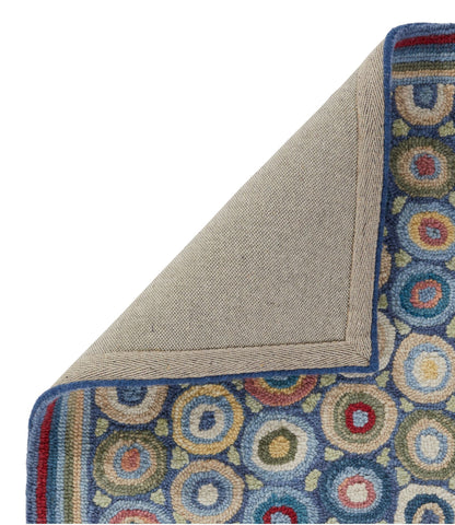 L.L.Bean Bean's Wool Hooked Runner, Coins Blue Bright Coins