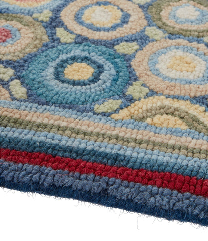 L.L.Bean Bean's Wool Hooked Runner, Coins Blue Bright Coins