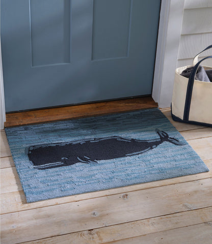 L.L.Bean Indoor/Outdoor Vacationland Rug, Coastal Whale Multi