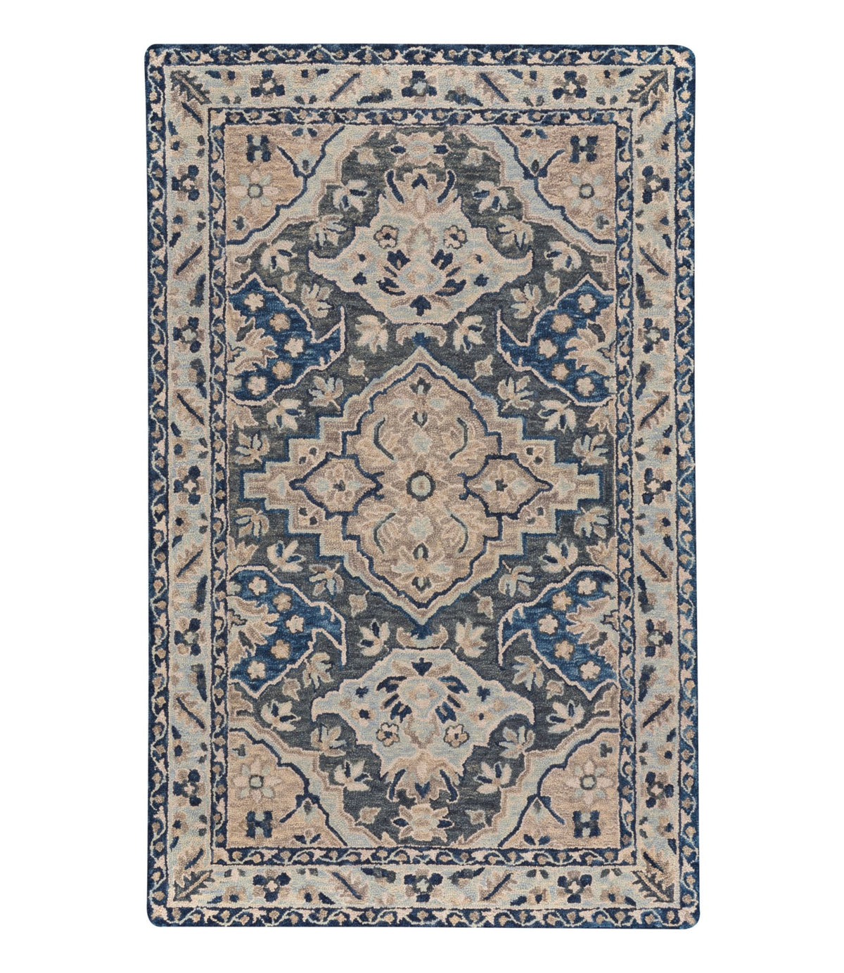 L.L.Bean Diamond Floral Wool Tufted Rug Ink