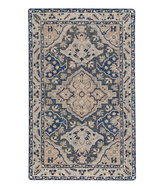 L.L.Bean Diamond Floral Wool Tufted Rug Ink