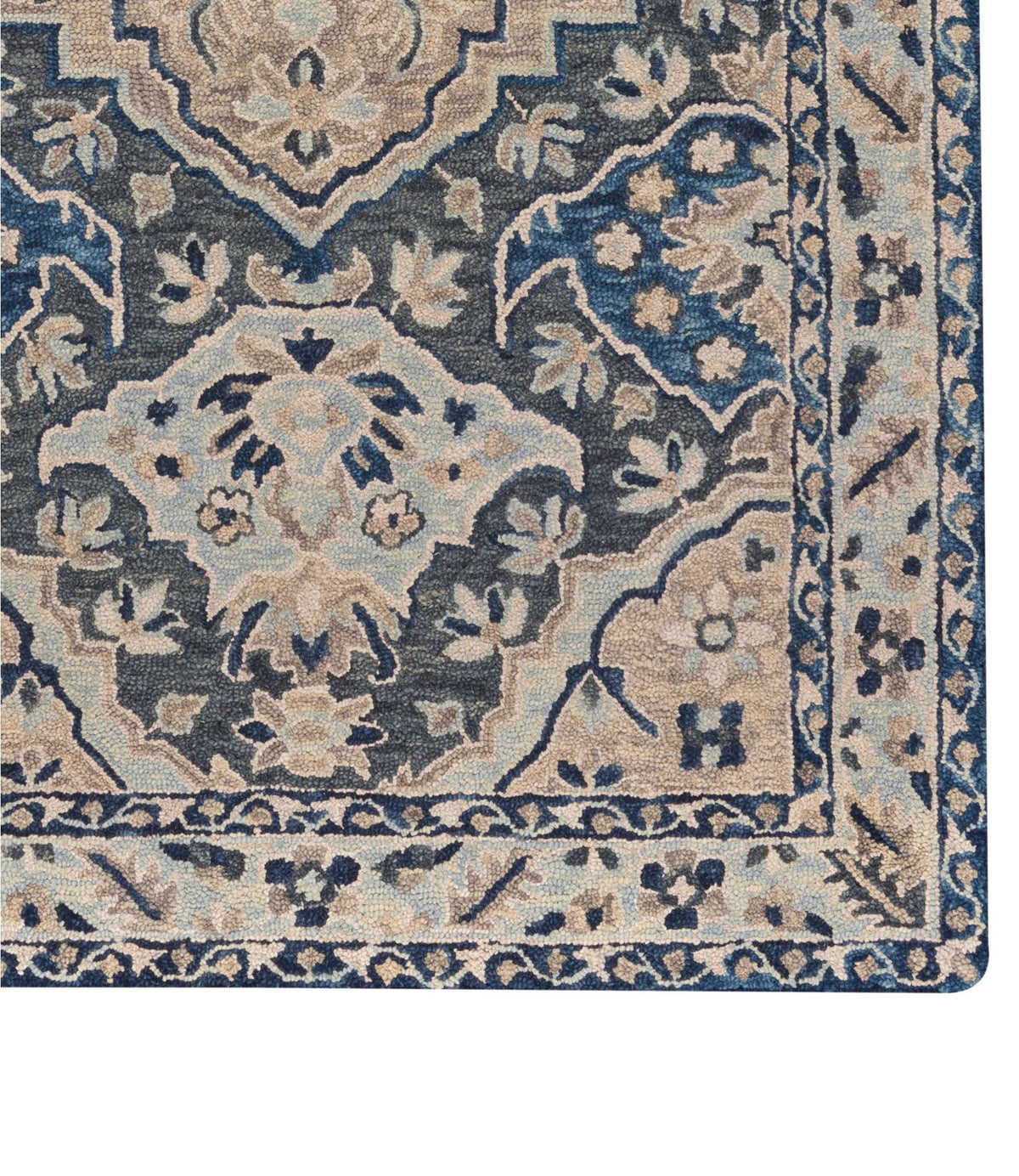L.L.Bean Diamond Floral Wool Tufted Rug Ink