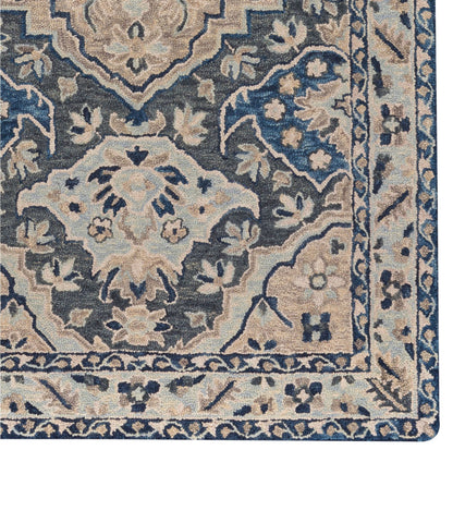 L.L.Bean Diamond Floral Wool Tufted Rug Ink