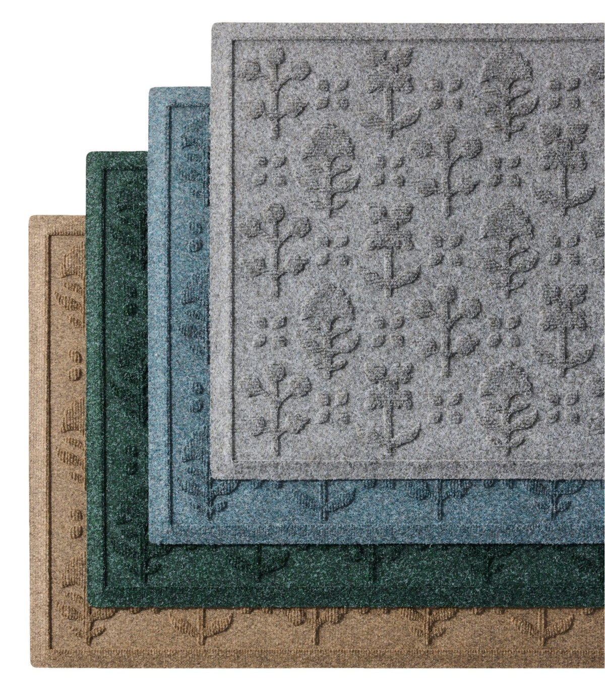 L.L.Bean Everyspace Recycled Waterhog Doormat, Botanical Floral Bluestone
