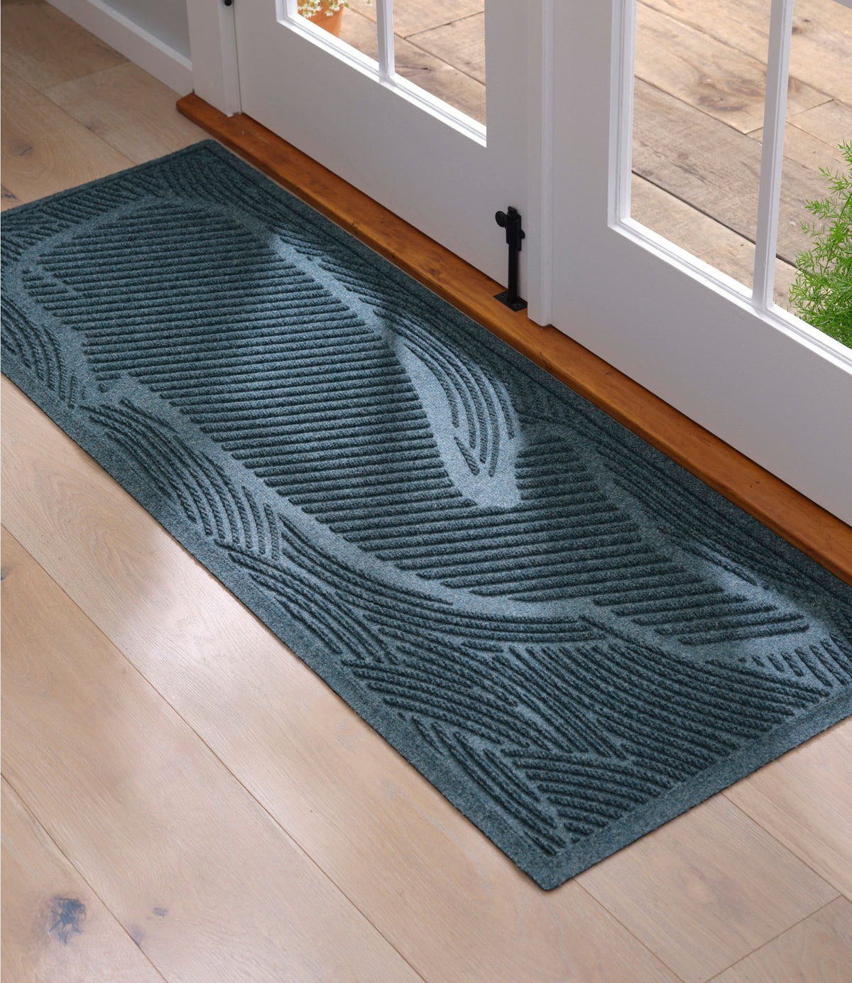 L.L.Bean Everyspace Recycled Waterhog Wide Doormat, Swimming Whale Bluestone