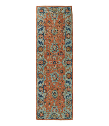 L.L.Bean Single Border Terracotta Wool Tufted Runner Terracotta